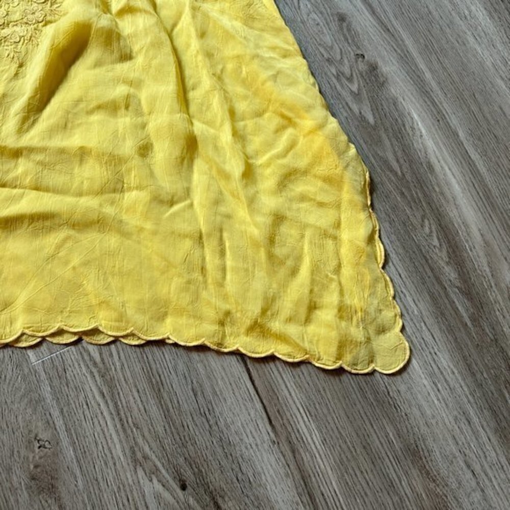 Johnny Was Yellow Lace Button Up Ruffle Tunic Top Size S - Picture 4 of 7